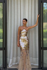 Jenny Hand Embellished Maxi Dress - Gold