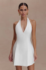 Nelly Halter Neck Cotton Mini Dress - White