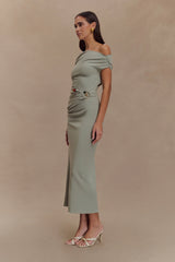 Kendra Scuba Jersey Midi Dress With Hardware - Sage