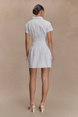 Aysha Buttoned Linen Mini Dress - White