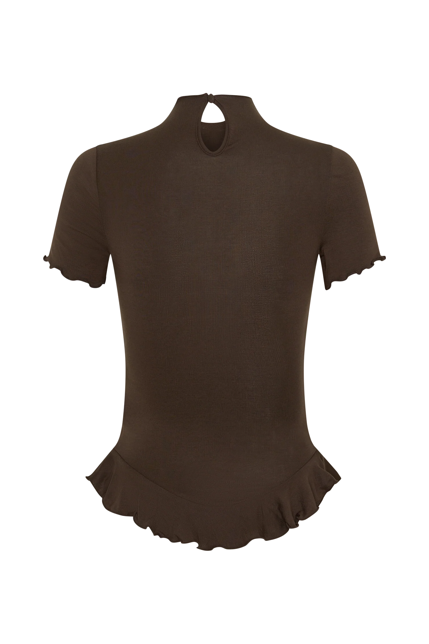 Nira Short Sleeve Ruffle Top - Dark Chocolate